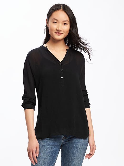 Old Navy Relaxed Lightweight Blouse For Women - Blackjack