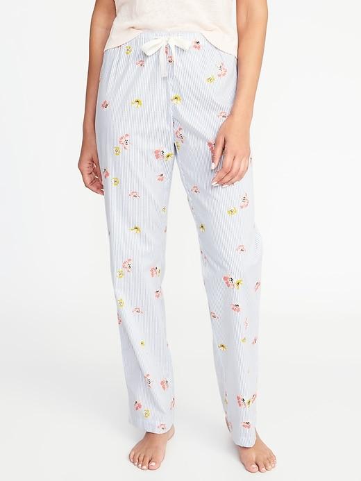 Old Navy Womens Patterned Poplin Sleep Pants For Women Blue Stripe Size M