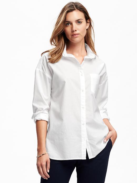 Old Navy White Boyfriend Shirt For Women - Bright White