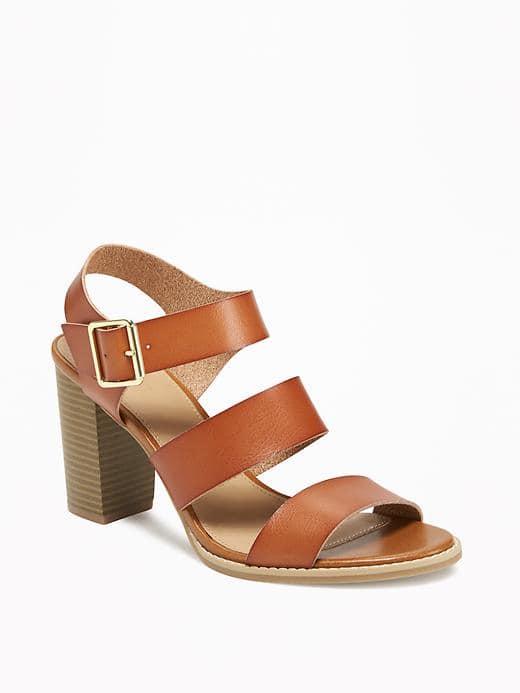 Old Navy Triple Strap Block Heel Sandals For Women - New Cognac