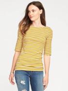 Old Navy Classic Ballet Back Tee For Women - White/yellow Stripe