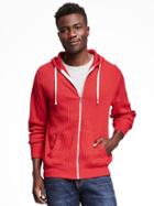 Old Navy Waffle Knit Full Zip Hoodie For Men - Red Sail