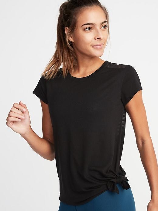Old Navy Womens Mesh-back Side-tie Performance Top For Women Black Size Xs