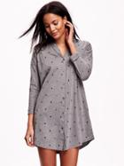 Old Navy Heart Print Jersey Sleep Shirt - Heather Grey