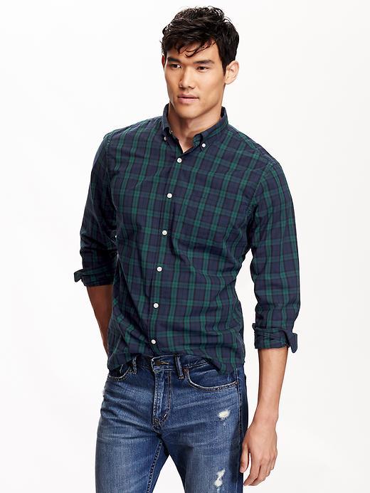 Old Navy Mens Tartan Slim Fit Poplin Shirt Size Xxl Big - Midnight River