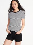 Old Navy Womens Slim-fit Crew-neck Tee For Women O.n. New Black Stripe Size Xl