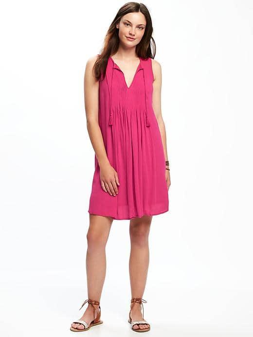 Old Navy Sleeveless Pintuck Swing Dress For Women - Party Started Pink