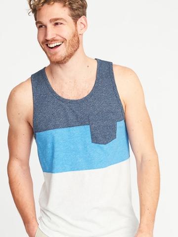 Old Navy Mens Soft-washed Color-blocked Pocket Tank For Men The New Navy Size M