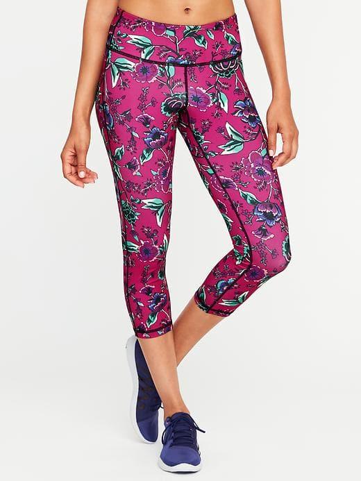 Old Navy Go Dry Compression Capri Leggings For Women - Pink Floral