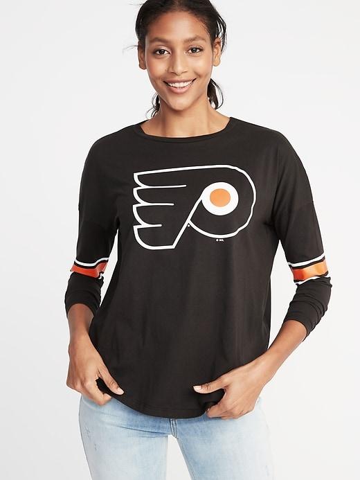 Old Navy Womens Nhl Team Sleeve-stripe Tee For Women Philly Flyers Size Xl
