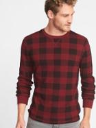 Old Navy Mens Built-in Flex Thermal-knit Tee For Men Red Buffalo Plaid Size M