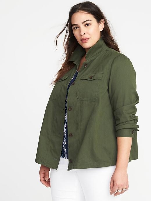 Old Navy Womens Plus-size Twill Utility Swing Jacket Moss Landing Size 1x