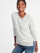 Old Navy Womens Cozy Crew-neck Sweater For Women Gray Stripe Size Xs