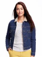 Old Navy Classic Sherpa Lined Denim Jacket For Women - Sheri