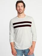 Old Navy Mens Pieced Chest-stripe Crew-neck Tee For Men On White Heather Size Xs