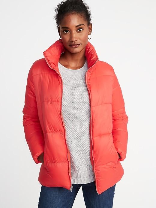 Old Navy Womens Frost-free Puffer Jacket For Women Red Aloud Size S