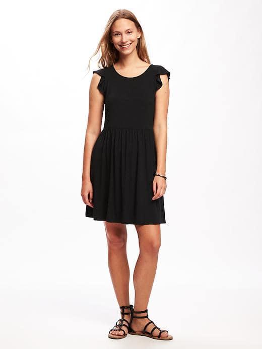 Old Navy Flutter Sleeve Fit & Flare Dress For Women - Black