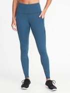Old Navy Womens High-rise Side-pocket Mesh-trim Leggings For Women Victorian Blue Size L