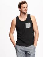 Old Navy Patterned Pocket Tank For Men - Black