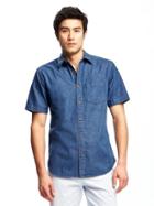 Old Navy Classic Slim Fit Denim Shirt For Men - Dark Denim