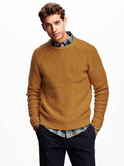 Old Navy Mens Textured Crew Neck Sweater Size Xxl Big - Yellow Heather