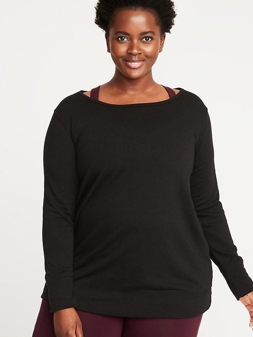 Relaxed Plus-size Keyhole-back Sweatshirt