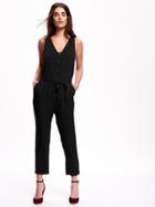 Old Navy Sleeveless Button Front Jumpsuit - Black