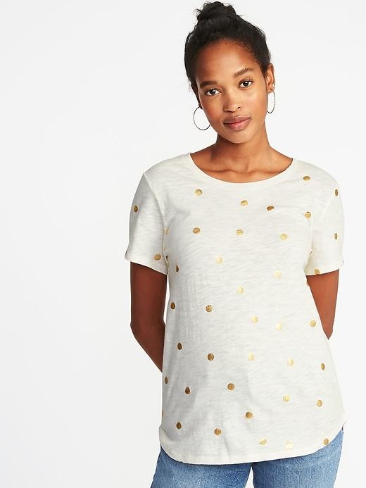 Old Navy Womens Everywear Slub-knit Tee For Women Polka Dot Size S