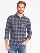 Old Navy Mens Regular-fit Built-in Flex Flannel Shirt For Men Navy Plaid Size M