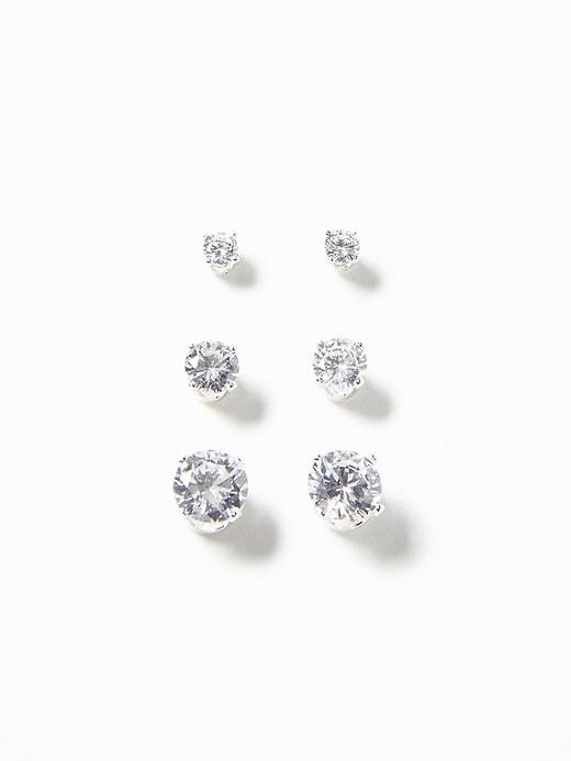 Rhinestone Stud Earrings 3-pack For Women