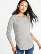 Old Navy Womens Relaxed Plush-knit Tee For Women Light Heather Gray Size Xs