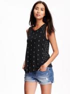 Old Navy Relaxed Printed Muscle Tank For Women - Black Print