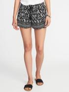 Old Navy Womens Mid-rise Soft Shorts For Women Black Print Size Xl