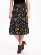 Old Navy Soft Drapey Midi Skirt For Women - Multi Floral Bottom