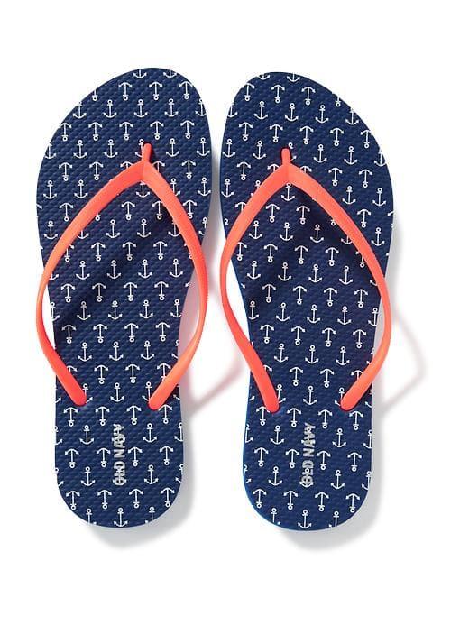 Old Navy Printed Flip Flops For Women - Navy Anchor