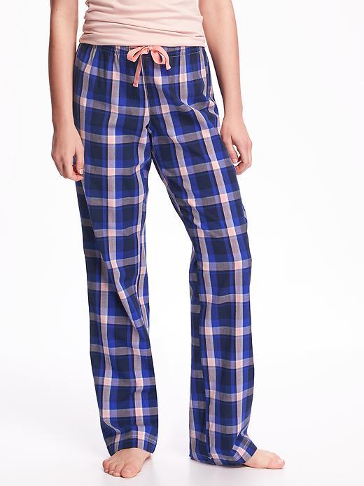 Old Navy Printed Poplin Sleep Pant For Women - Blue Plaid