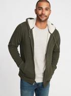 Old Navy Mens Sherpa-lined Zip Hoodie For Men Olive Size M