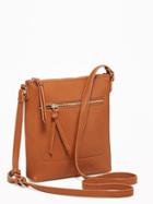 Old Navy Faux Leather Cross Body Bag For Women - New Cognac
