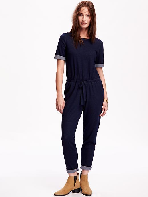 Old Navy Short Sleeve Knit Jumpsuit - Indigo