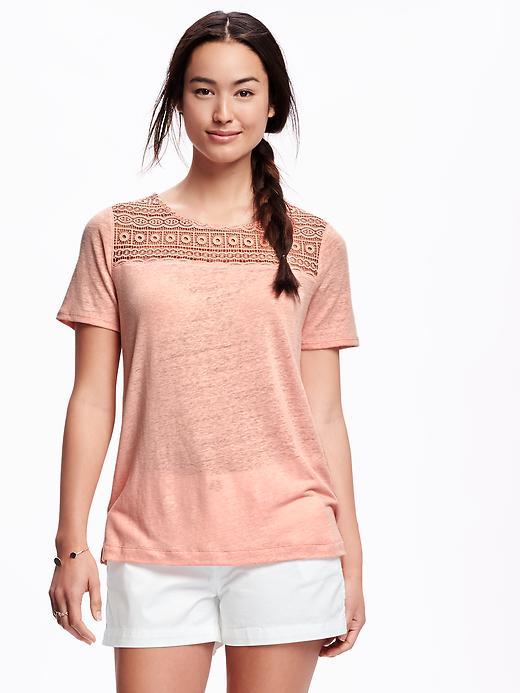 Old Navy Lace Yoke Swing Tee For Women - Grapefruit Mimosa
