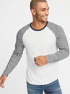 Old Navy Mens Soft-washed Color-blocked Raglan Tee For Men White Heather Size M