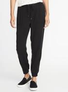Old Navy Womens Mid-rise Soft Twill Utility Joggers For Women Black Size Xs