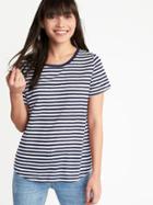 Old Navy Womens Everywear Linen-blend Tee For Women Blue Stripe Size Xxl