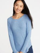 Old Navy Womens Relaxed Plush-knit Tee For Women Light Blue Heather Size S