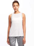 Old Navy Go Dry Mesh Trim Tank For Women - Bright White