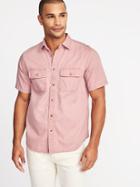 Old Navy Mens Regular-fit Garment-dyed Utility Shirt For Men Tea Rose Size Xs