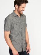 Old Navy Mens Slim-fit Chambray Shirt For Men Grey Chambray Size Xxl