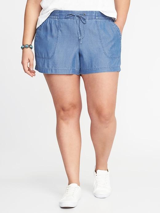 Old Navy Womens Plus-size Mid-rise Soft Utility Tencel Shorts Light Wash Size 4x