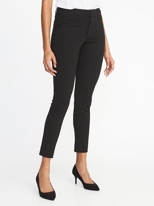 Old Navy Womens Mid-rise Pixie Ankle Textured-dot Pants For Women On Black Dot Size 0