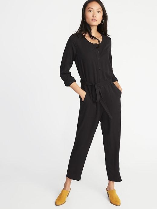 Old Navy Womens Tie-belt Utility Jumpsuit For Women Blackjack Size Xxl